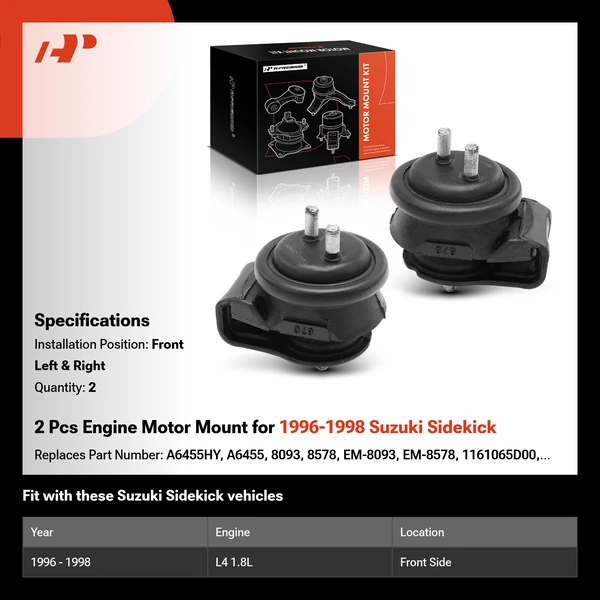 2 Pcs Engine Motor Mount for 1996-1998 Suzuki Sidekick