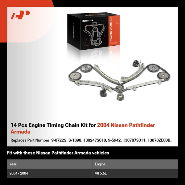 14 Pcs Engine Timing Chain Kit for 2004 Nissan Pathfinder Armada