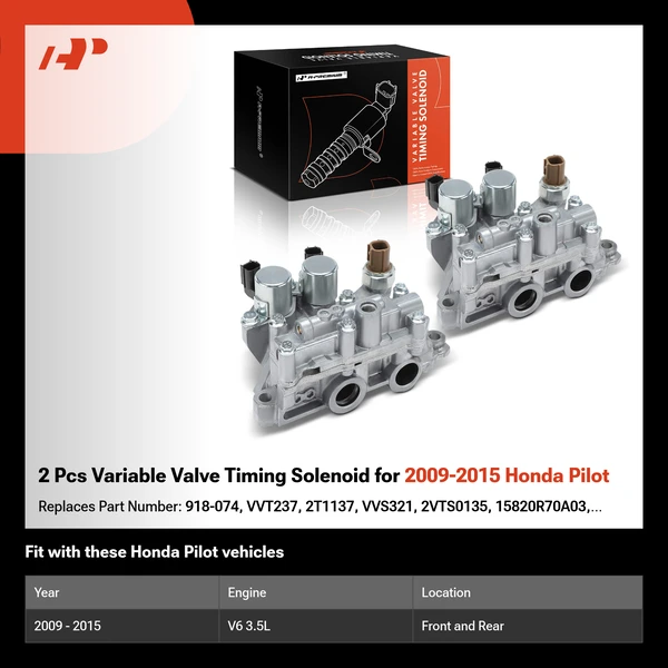 2 Pcs Variable Valve Timing Solenoid for 2009-2015 Honda Pilot