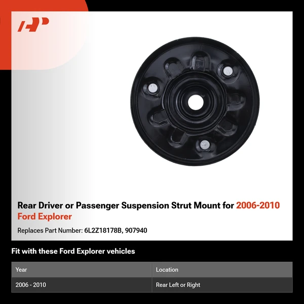 Rear Driver or Passenger Suspension Strut Mount for 2006-2010 Ford Explorer