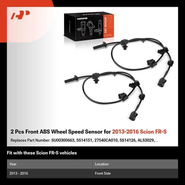 2 Pcs Front ABS Wheel Speed Sensor for 2013-2016 Scion FR-S