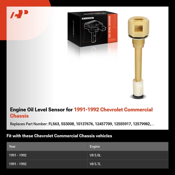 Engine Oil Level Sensor for 1991-1992 Chevrolet Commercial Chassis