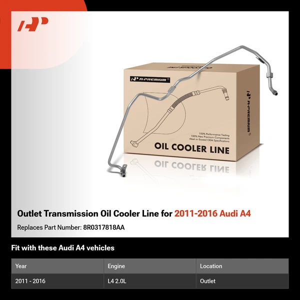 Outlet Transmission Oil Cooler Line for 2011-2016 Audi A4