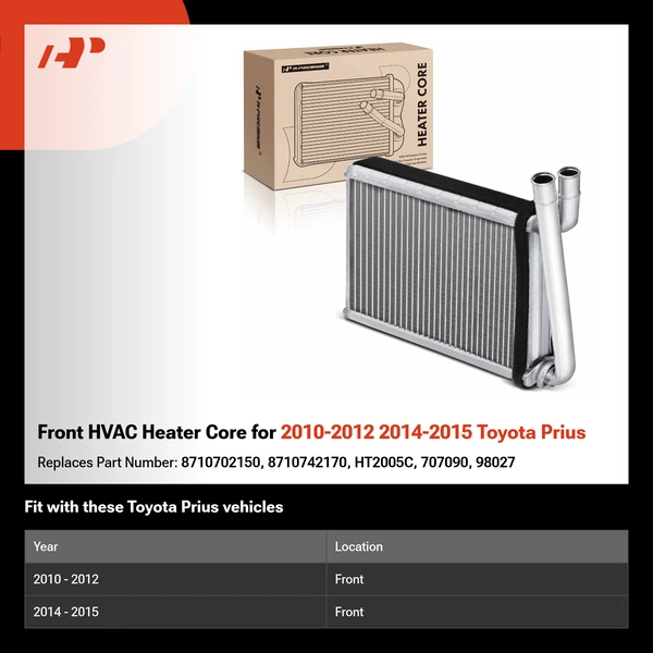 Front HVAC Heater Core for 2010-2012 2014-2015 Toyota Prius