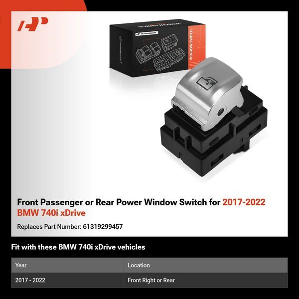 Front Passenger or Rear Power Window Switch for 2017-2022 BMW 740i xDrive