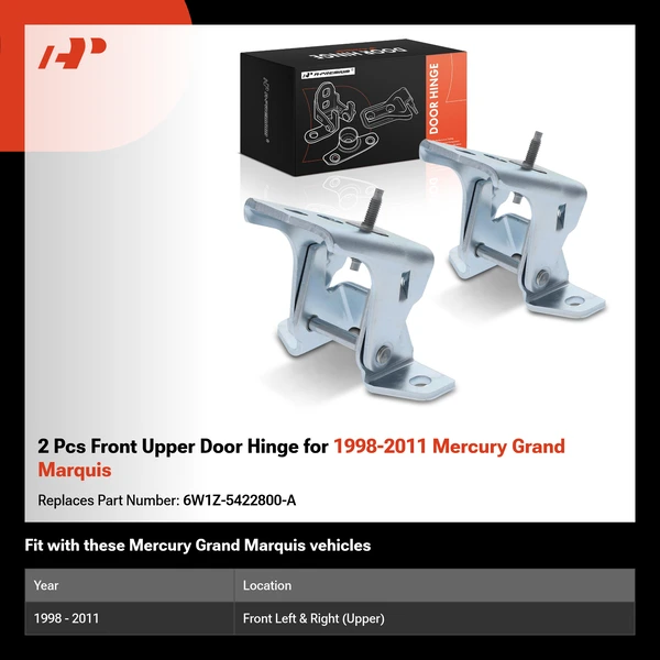 2 Pcs Front Upper Door Hinge for 1998-2011 Mercury Grand Marquis