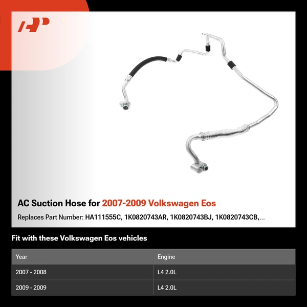 AC Suction Hose for 2007-2009 Volkswagen Eos