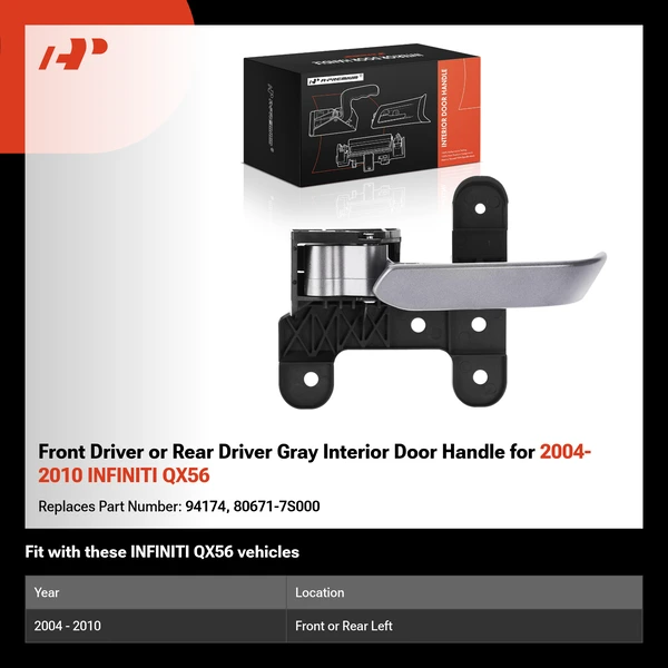 Front Driver or Rear Driver Gray Interior Door Handle for 2004-2010 INFINITI QX56