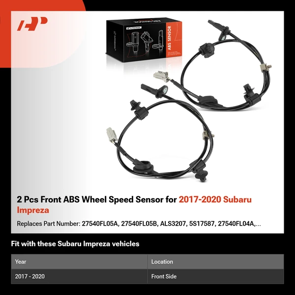 2 Pcs Front ABS Wheel Speed Sensor for 2017-2020 Subaru Impreza