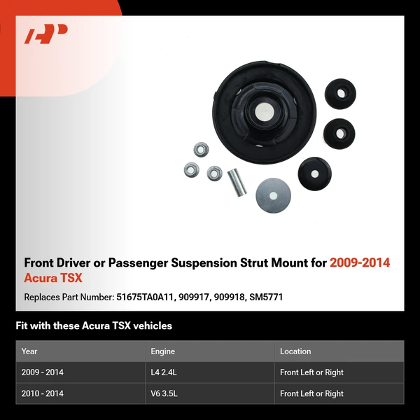 Front Driver or Passenger Suspension Strut Mount for 2009-2014 Acura TSX