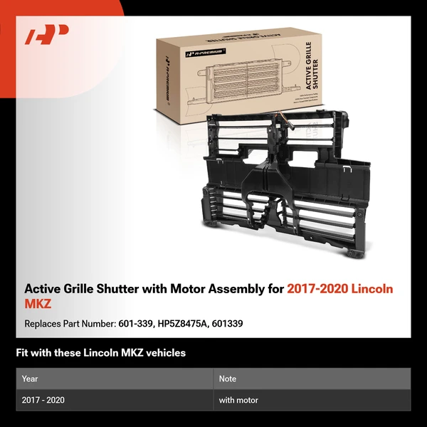 Active Grille Shutter with Motor Assembly for 2017-2020 Lincoln MKZ