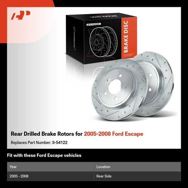 Rear Drilled Brake Rotors for 2005-2008 Ford Escape