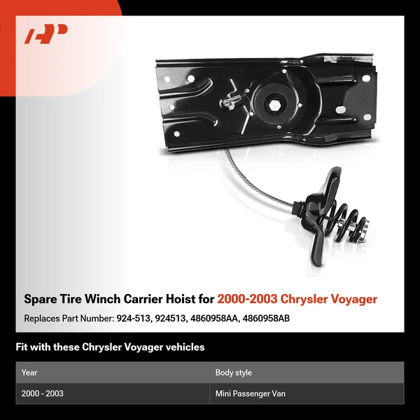 Spare Tire Winch Carrier Hoist for 2000-2003 Chrysler Voyager