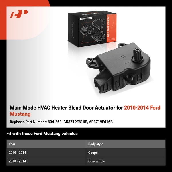 Main Mode HVAC Heater Blend Door Actuator for 2010-2014 Ford Mustang