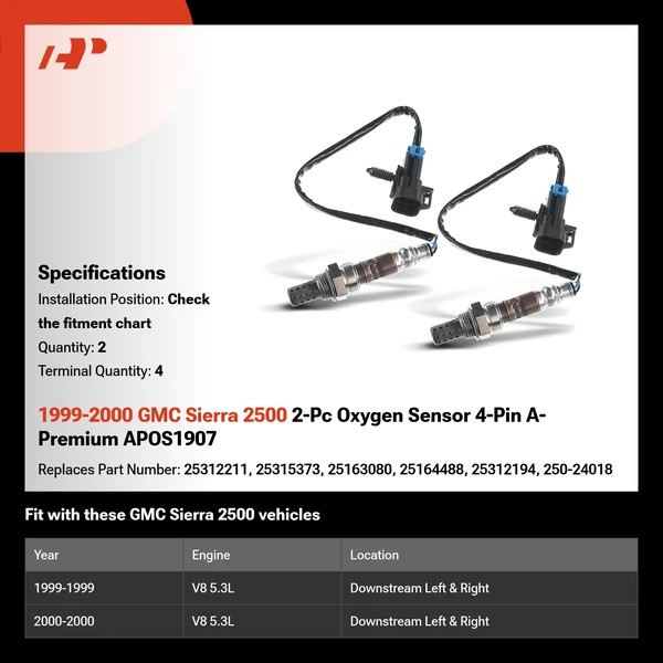 1999-2000 GMC Sierra 2500 2-Pc Oxygen Sensor 4-Pin A-Premium APOS1907