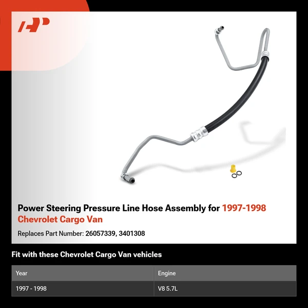 Power Steering Pressure Line Hose Assembly for 1997-1998 Chevrolet Cargo Van