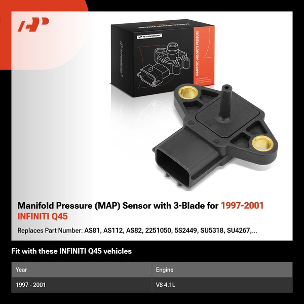 Manifold Pressure (MAP) Sensor with 3-Blade for 1997-2001 INFINITI Q45