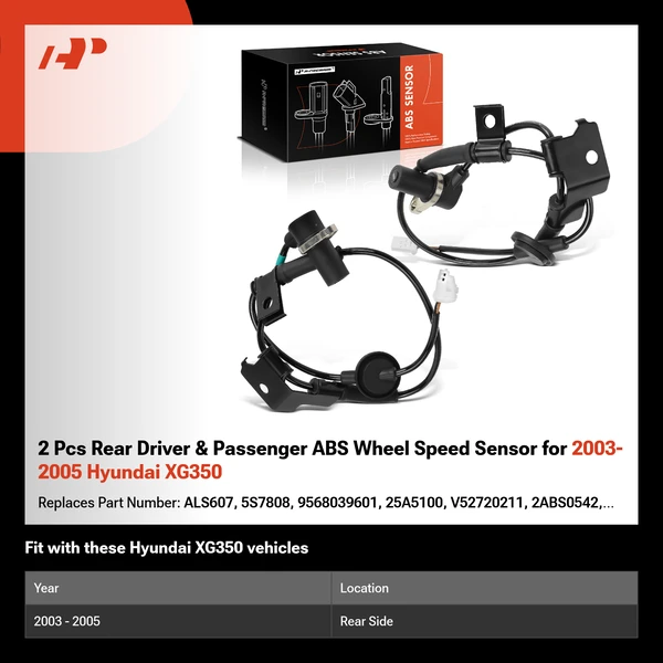 2 Pcs Rear Driver & Passenger ABS Wheel Speed Sensor for 2003-2005 Hyundai XG350