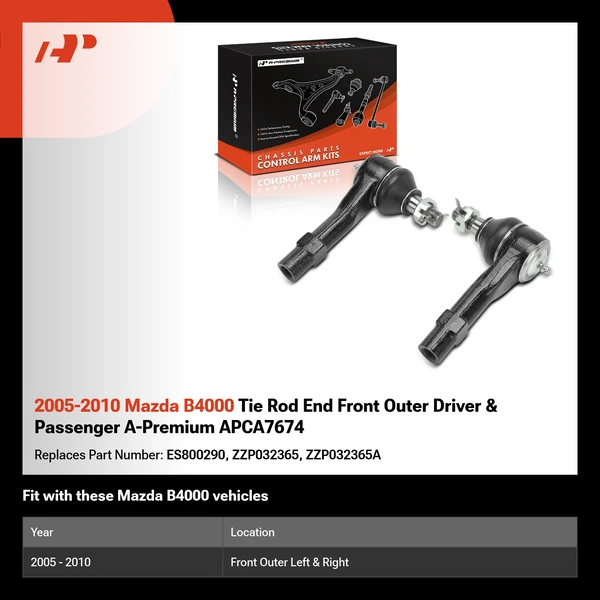 2005-2010 Mazda B4000 Tie Rod End Front Outer Driver & Passenger A-Premium APCA7674