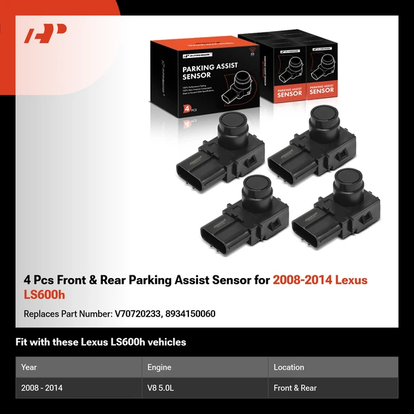 4 Pcs Front & Rear Parking Assist Sensor for 2008-2014 Lexus LS600h