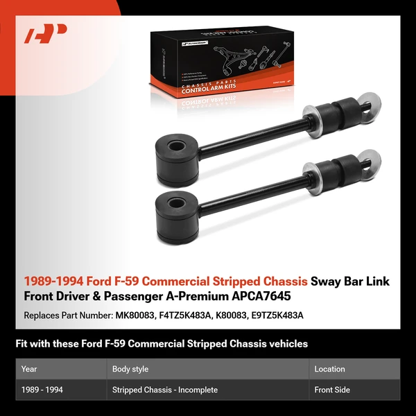1989-1994 Ford F-59 Commercial Stripped Chassis Sway Bar Link Front Driver & Passenger A-Premium APCA7645