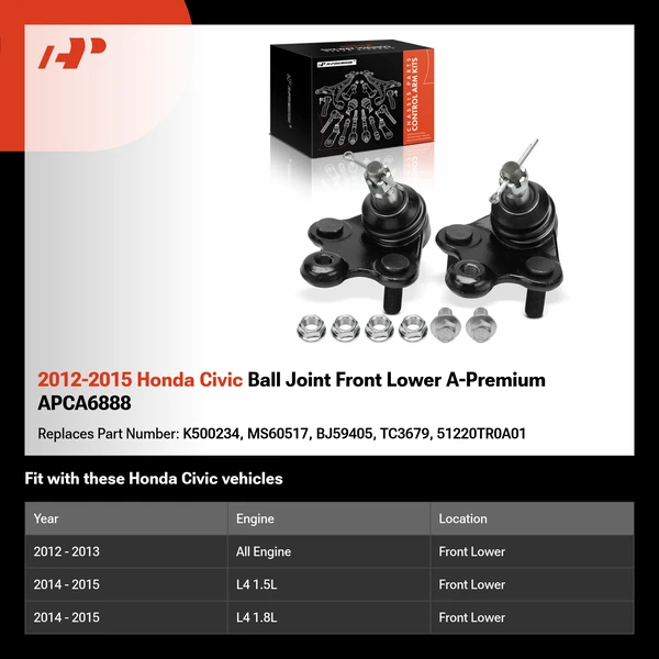 2012-2015 Honda Civic Ball Joint Front Lower A-Premium APCA6888