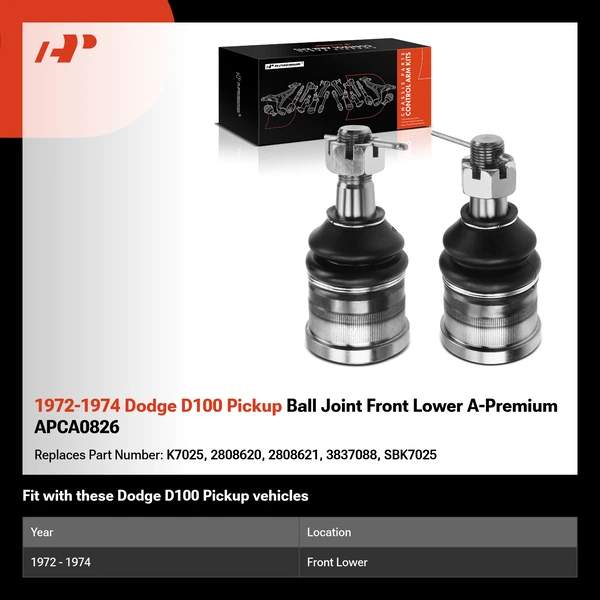 1972-1974 Dodge D100 Pickup Ball Joint Front Lower A-Premium APCA0826