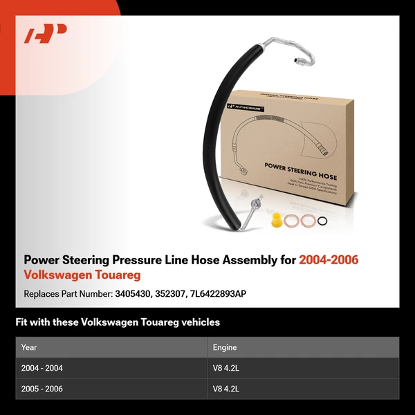Power Steering Pressure Line Hose Assembly for 2004-2006 Volkswagen Touareg