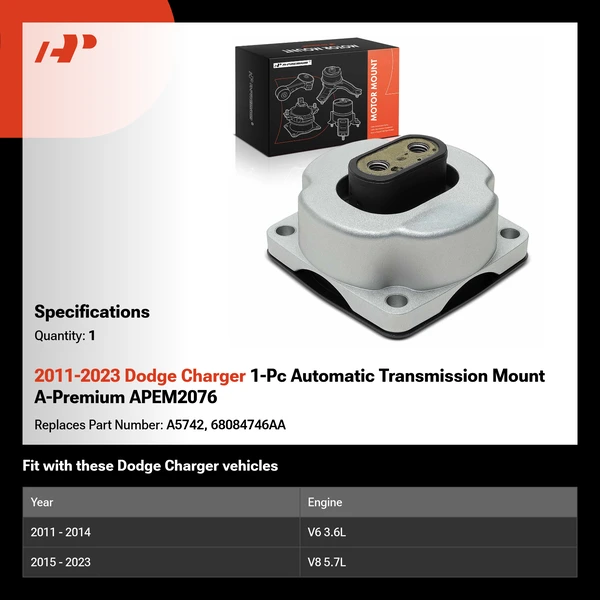 2011-2023 Dodge Charger 1-Pc Automatic Transmission Mount A-Premium APEM2076