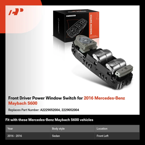 Front Driver Power Window Switch for 2016 Mercedes-Benz Maybach S600