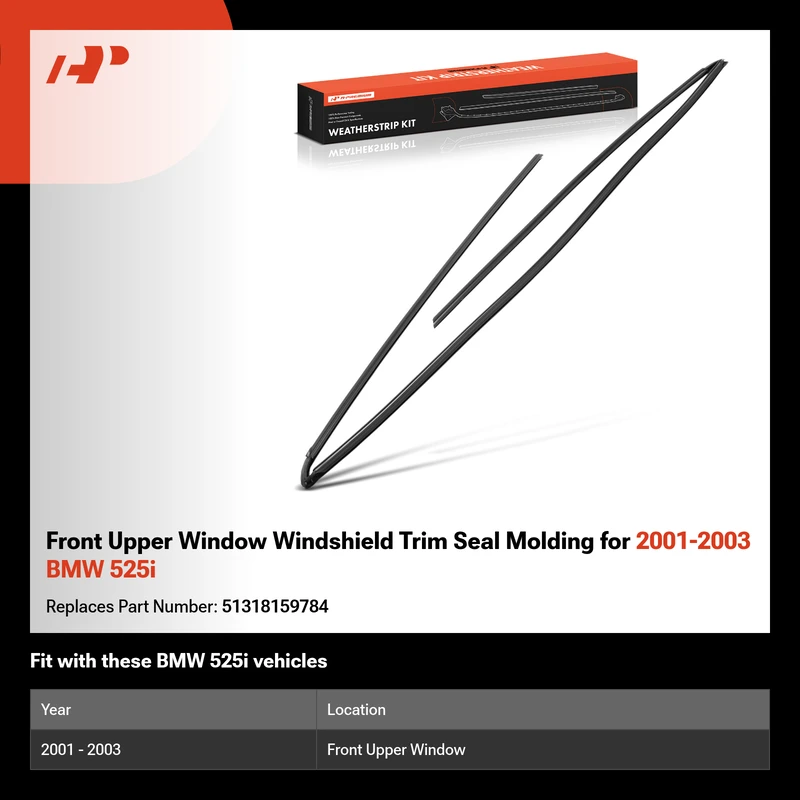 Front Upper Window Windshield Trim Seal Molding for 2001-2003 BMW 525i