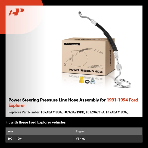 Power Steering Pressure Line Hose Assembly for 1991-1994 Ford Explorer