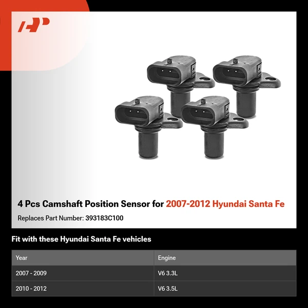 4 Pcs Camshaft Position Sensor for 2007-2012 Hyundai Santa Fe