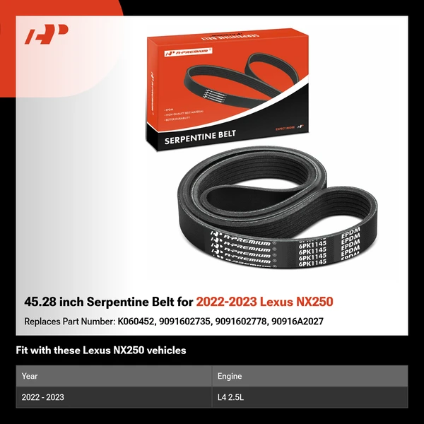 45.28 inch Serpentine Belt for 2022-2023 Lexus NX250