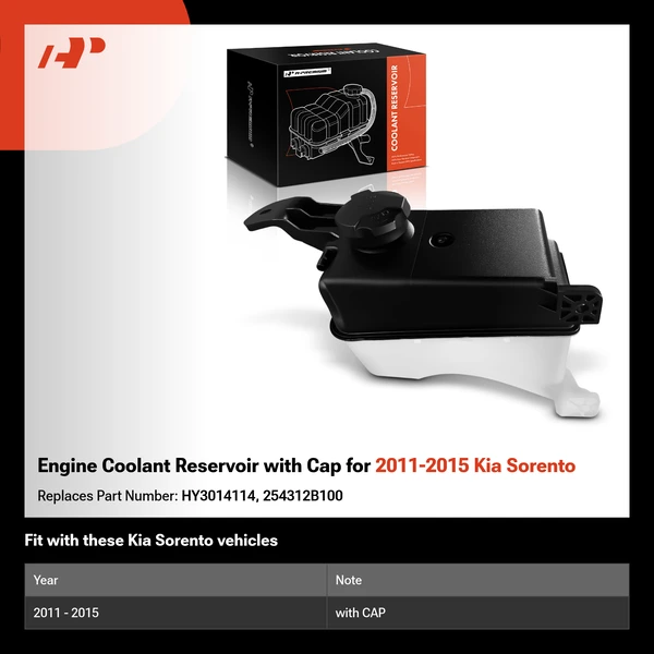 Engine Coolant Reservoir with Cap for 2011-2015 Kia Sorento