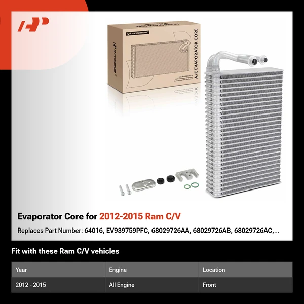 Evaporator Core for 2012-2015 Ram C/V