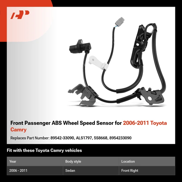 Front Passenger ABS Wheel Speed Sensor for 2006-2011 Toyota Camry