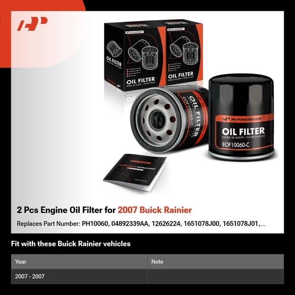 2 Pcs Engine Oil Filter for 2007 Buick Rainier