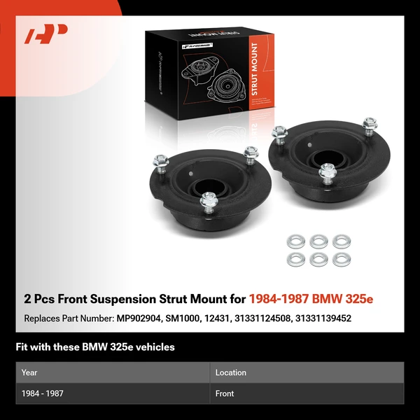 2 Pcs Front Suspension Strut Mount for 1984-1987 BMW 325e