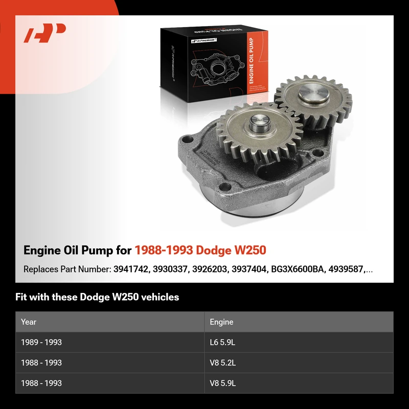 Engine Oil Pump for 1988-1993 Dodge W250