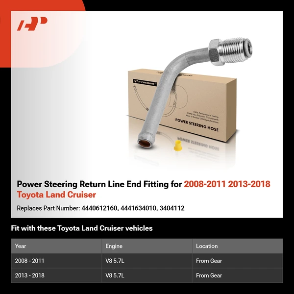 Power Steering Return Line End Fitting for 2008-2011 2013-2018 Toyota Land Cruiser