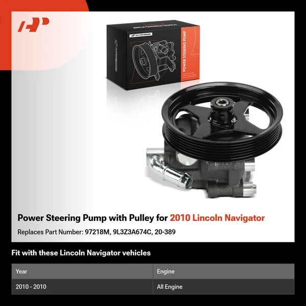 Power Steering Pump with Pulley for 2010 Lincoln Navigator