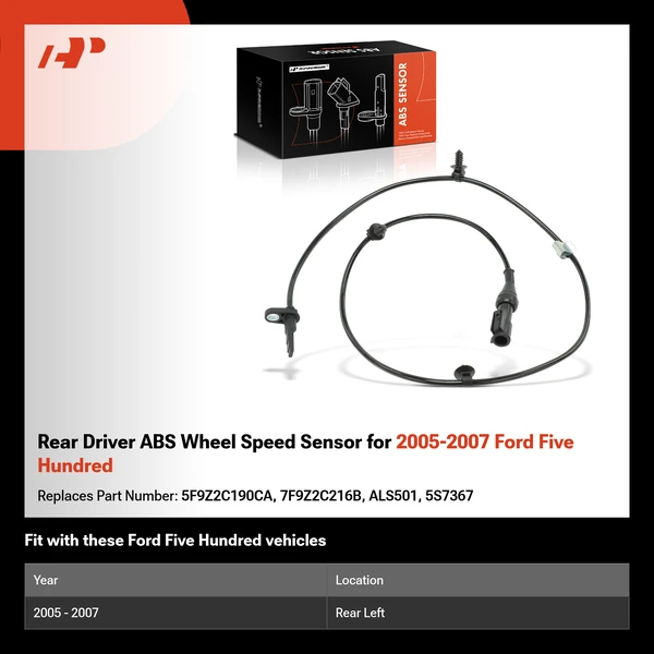 Rear Driver ABS Wheel Speed Sensor for 2005-2007 Ford Five Hundred