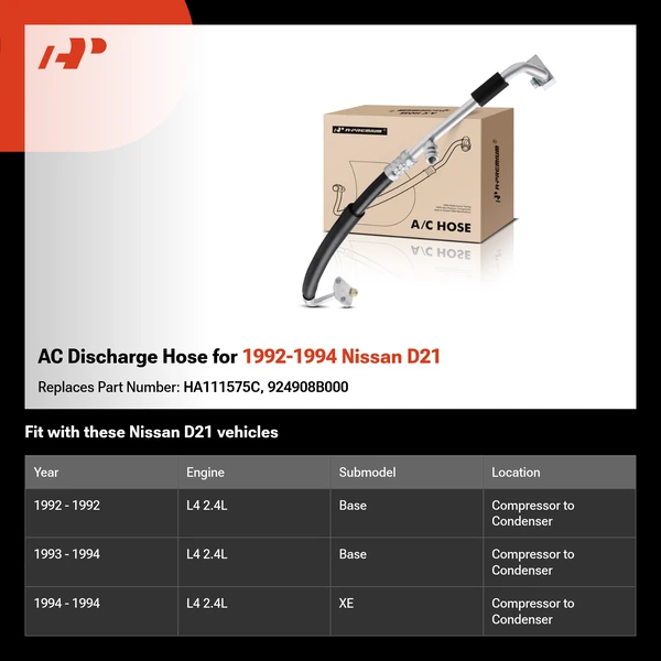 AC Discharge Hose for 1992-1994 Nissan D21