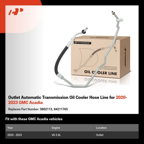 Outlet Automatic Transmission Oil Cooler Hose Line for 2020-2023 GMC Acadia