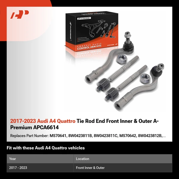 2017-2023 Audi A4 Quattro Tie Rod End Front Inner & Outer A-Premium APCA6614