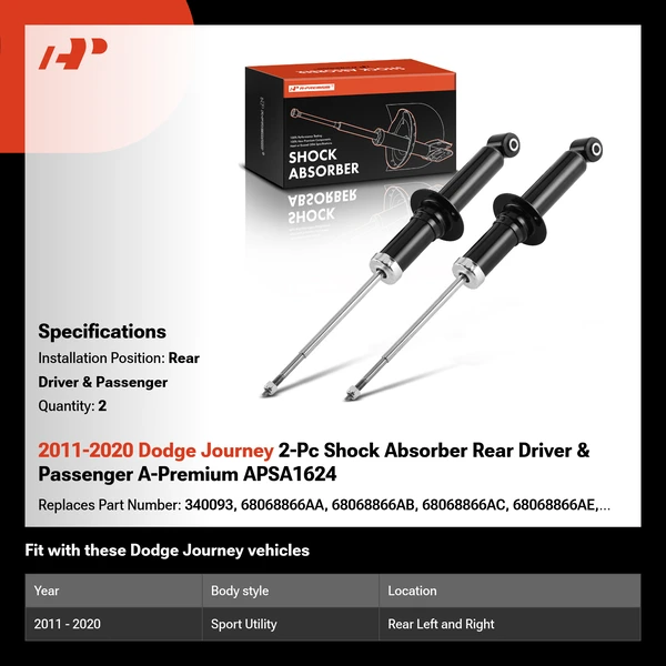 2011-2020 Dodge Journey 2-Pc Shock Absorber Rear Driver & Passenger A-Premium APSA1624