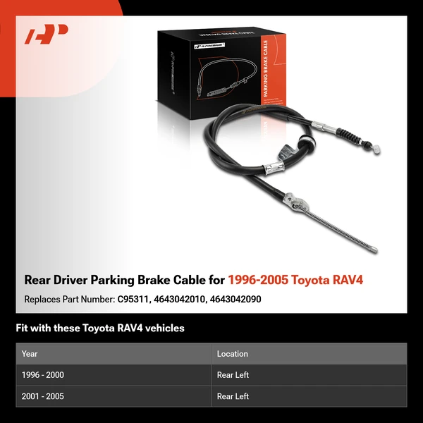 Rear Driver Parking Brake Cable for 1996-2005 Toyota RAV4
