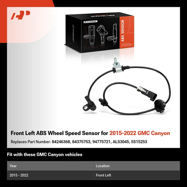 Front Left ABS Wheel Speed Sensor for 2015-2022 GMC Canyon