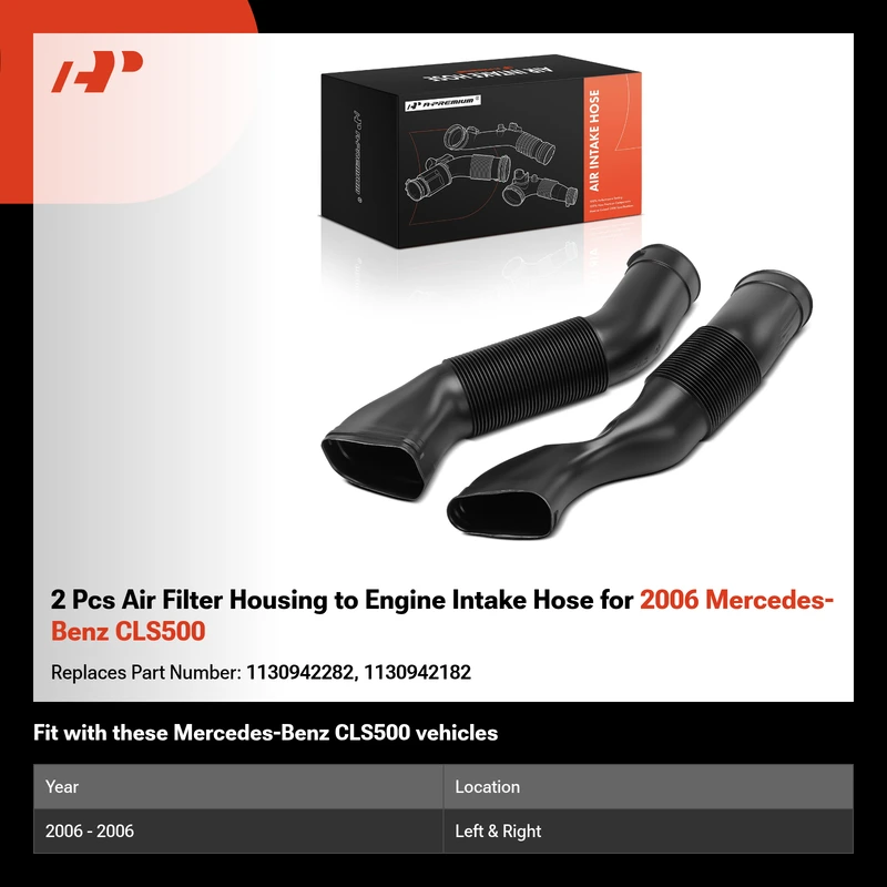 2 Pcs Air Filter Housing to Engine Intake Hose for 2006 Mercedes-Benz CLS500